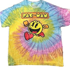 PAC-MAN Tie Dye T Shirt Men's sz M Graphic Tee Short Sleeve Crew Neck Vintage